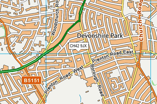 Devonshire Park Primary School map (CH42 9JX) - OS VectorMap District (Ordnance Survey)