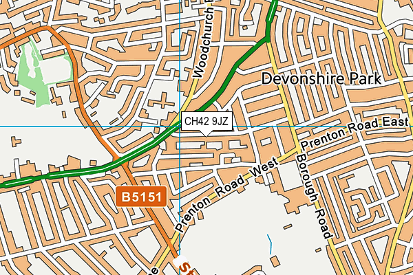CH42 9JZ map - OS VectorMap District (Ordnance Survey)