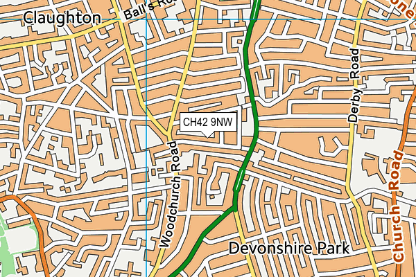 CH42 9NW map - OS VectorMap District (Ordnance Survey)