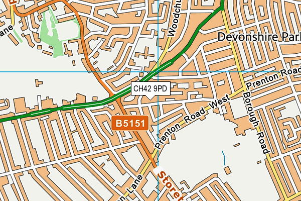 CH42 9PD map - OS VectorMap District (Ordnance Survey)