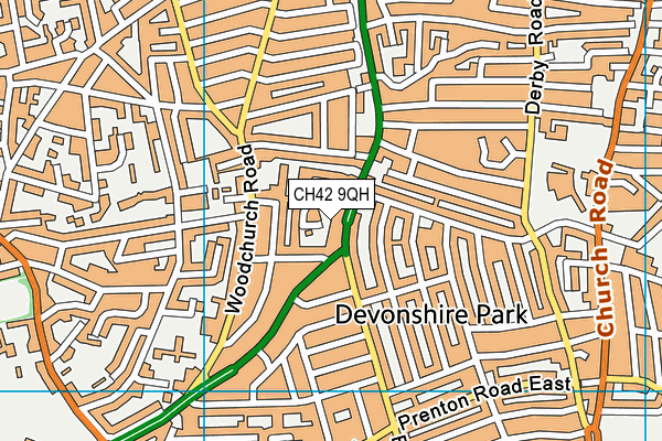 CH42 9QH map - OS VectorMap District (Ordnance Survey)