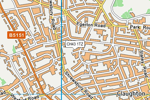 Birkenhead Lawn Tennis Club map (CH43 1TZ) - OS VectorMap District (Ordnance Survey)