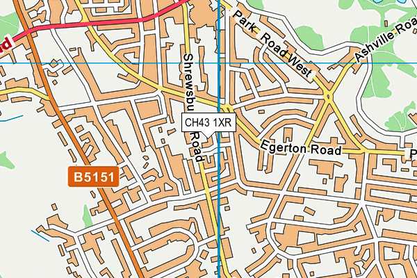 CH43 1XR map - OS VectorMap District (Ordnance Survey)