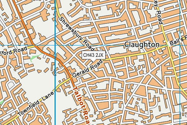 CH43 2JX map - OS VectorMap District (Ordnance Survey)