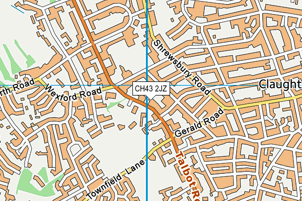 CH43 2JZ map - OS VectorMap District (Ordnance Survey)