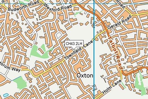Oxton Cricket Club map (CH43 2LH) - OS VectorMap District (Ordnance Survey)