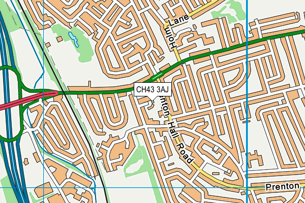 CH43 3AJ map - OS VectorMap District (Ordnance Survey)