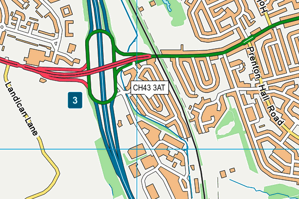 CH43 3AT map - OS VectorMap District (Ordnance Survey)