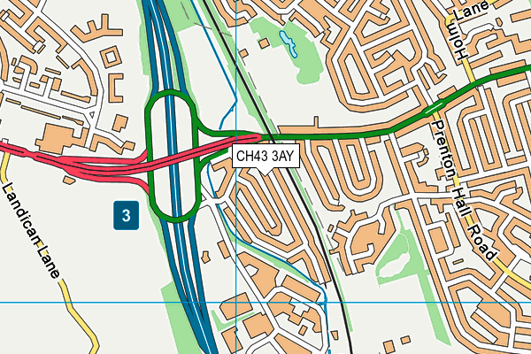 CH43 3AY map - OS VectorMap District (Ordnance Survey)