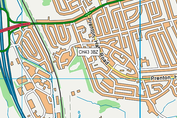CH43 3BZ map - OS VectorMap District (Ordnance Survey)