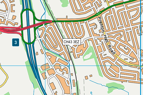 CH43 3EZ map - OS VectorMap District (Ordnance Survey)