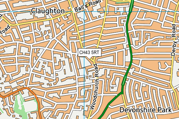 CH43 5RT map - OS VectorMap District (Ordnance Survey)