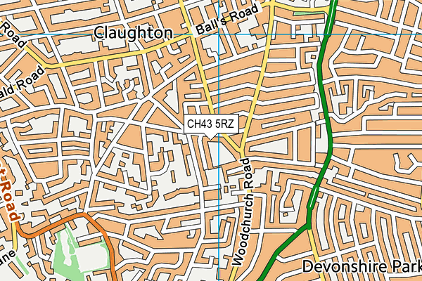 CH43 5RZ map - OS VectorMap District (Ordnance Survey)