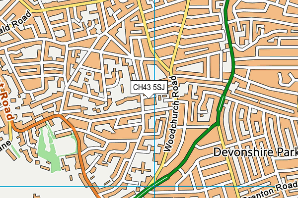 CH43 5SJ map - OS VectorMap District (Ordnance Survey)