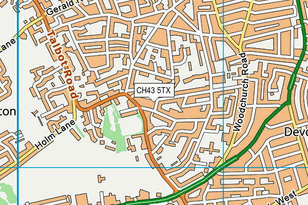 CH43 5TX map - OS VectorMap District (Ordnance Survey)