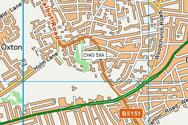 CH43 5XA map - OS VectorMap District (Ordnance Survey)