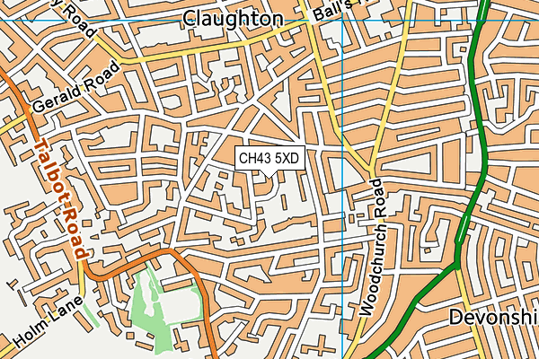 CH43 5XD map - OS VectorMap District (Ordnance Survey)