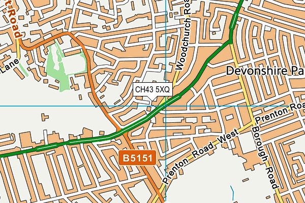 CH43 5XQ map - OS VectorMap District (Ordnance Survey)