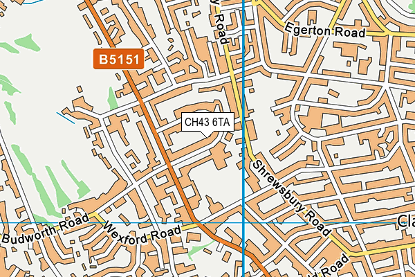 CH43 6TA map - OS VectorMap District (Ordnance Survey)