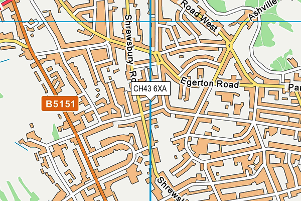 CH43 6XA map - OS VectorMap District (Ordnance Survey)
