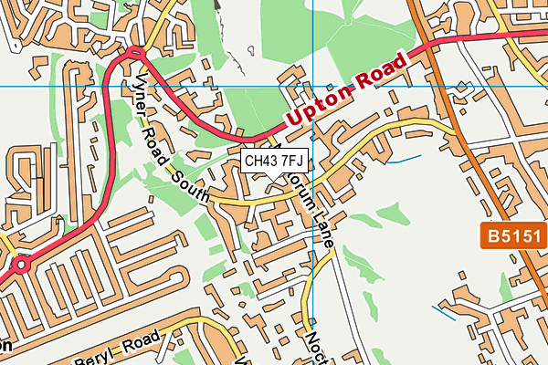 CH43 7FJ map - OS VectorMap District (Ordnance Survey)