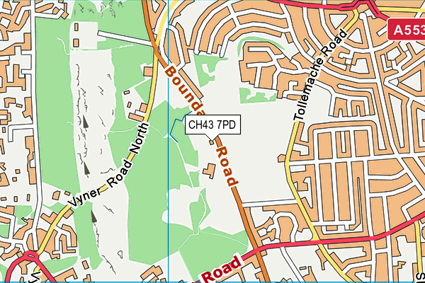 CH43 7PD map - OS VectorMap District (Ordnance Survey)