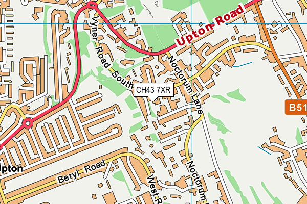 CH43 7XR map - OS VectorMap District (Ordnance Survey)