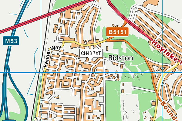 CH43 7XT map - OS VectorMap District (Ordnance Survey)