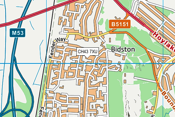 CH43 7XU map - OS VectorMap District (Ordnance Survey)