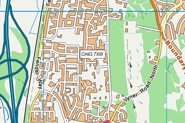 CH43 7XW map - OS VectorMap District (Ordnance Survey)