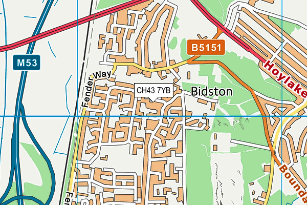 CH43 7YB map - OS VectorMap District (Ordnance Survey)