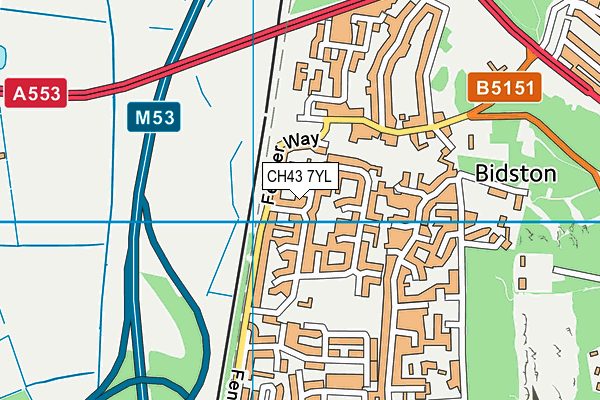 CH43 7YL map - OS VectorMap District (Ordnance Survey)