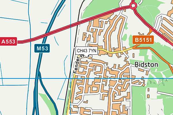 CH43 7YN map - OS VectorMap District (Ordnance Survey)