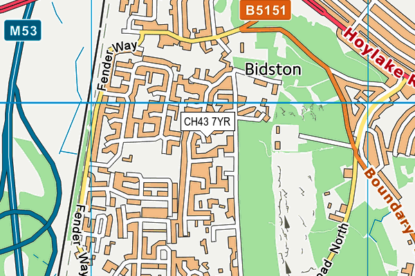 CH43 7YR map - OS VectorMap District (Ordnance Survey)