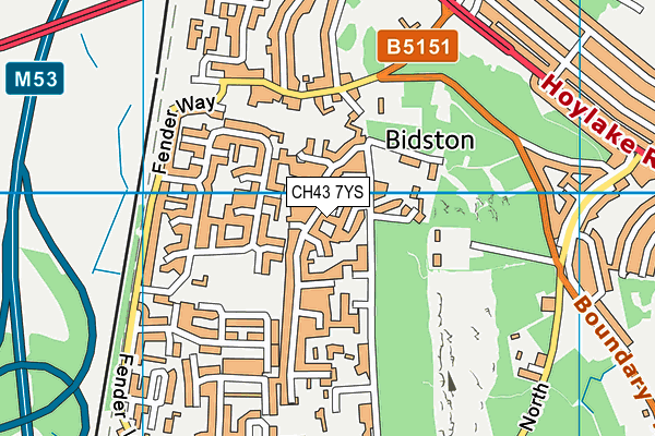 CH43 7YS map - OS VectorMap District (Ordnance Survey)