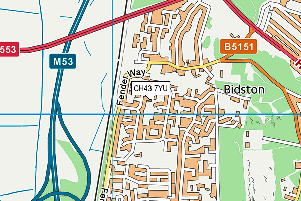 CH43 7YU map - OS VectorMap District (Ordnance Survey)