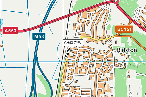 CH43 7YW map - OS VectorMap District (Ordnance Survey)