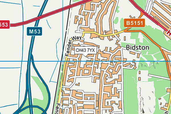 CH43 7YX map - OS VectorMap District (Ordnance Survey)