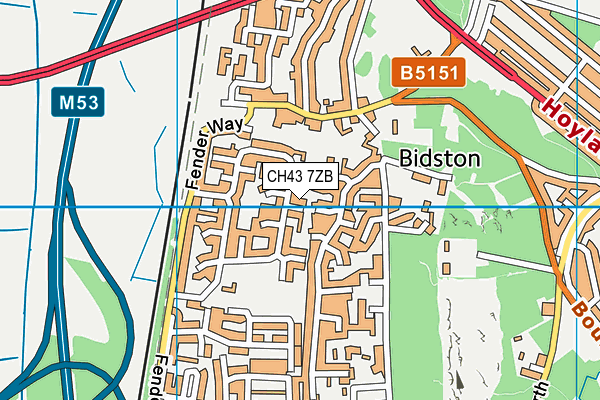 CH43 7ZB map - OS VectorMap District (Ordnance Survey)