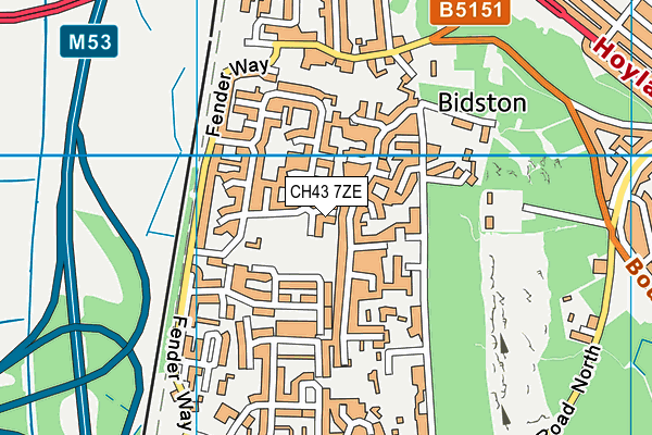 CH43 7ZE map - OS VectorMap District (Ordnance Survey)