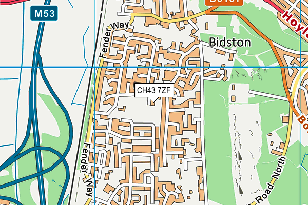 CH43 7ZF map - OS VectorMap District (Ordnance Survey)