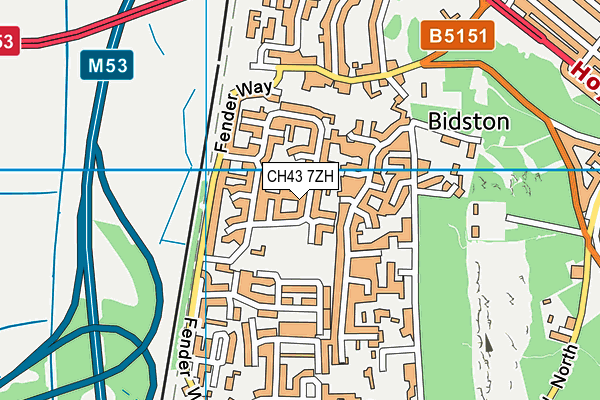 CH43 7ZH map - OS VectorMap District (Ordnance Survey)