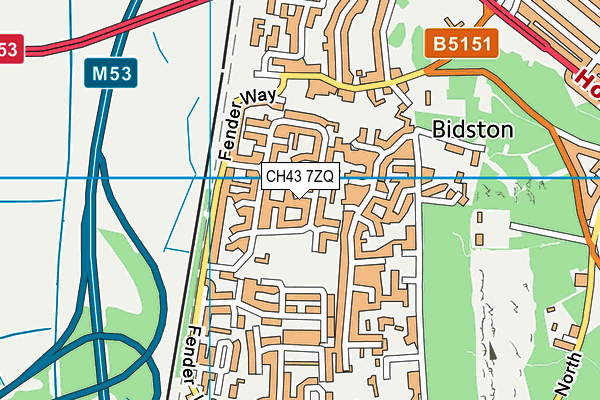 CH43 7ZQ map - OS VectorMap District (Ordnance Survey)