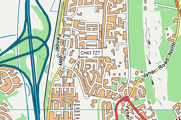 CH43 7ZT map - OS VectorMap District (Ordnance Survey)