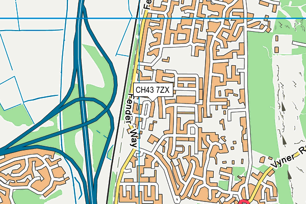 CH43 7ZX map - OS VectorMap District (Ordnance Survey)