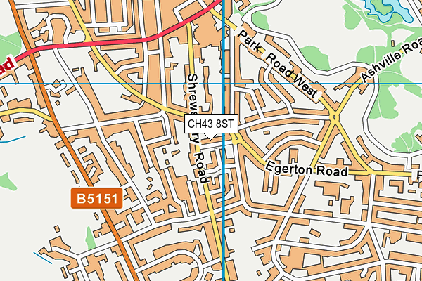 CH43 8ST map - OS VectorMap District (Ordnance Survey)