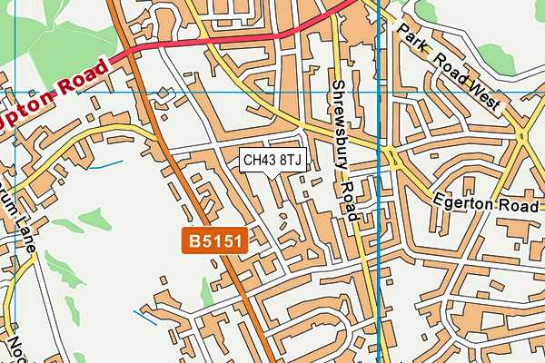 CH43 8TJ map - OS VectorMap District (Ordnance Survey)