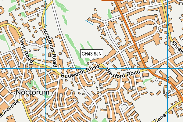 CH43 9JN map - OS VectorMap District (Ordnance Survey)