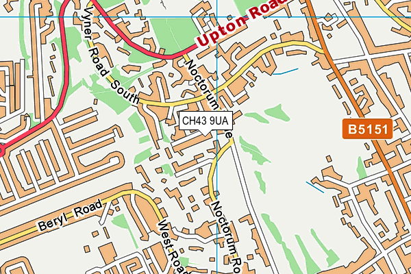 CH43 9UA map - OS VectorMap District (Ordnance Survey)