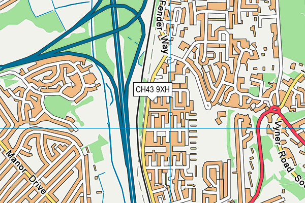 CH43 9XH map - OS VectorMap District (Ordnance Survey)